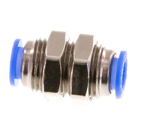 6mm Push-in Fitting Brass/PBT NBR Bulkhead Compact Design [2 Pieces]