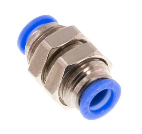 6mm Push-in Fitting Brass/PBT NBR Bulkhead Compact Design [2 Pieces]