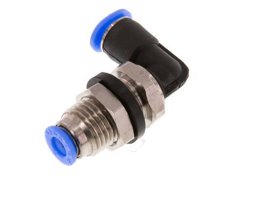 4mm 90deg Elbow Push-in Fitting Brass/PBT NBR Bulkhead Compact Design [2 Pieces]