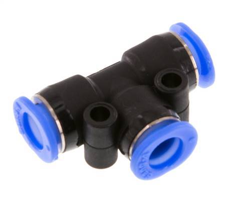 Raccord enfichable en T 6mm PBT NBR Conception compacte [2 Pièces].