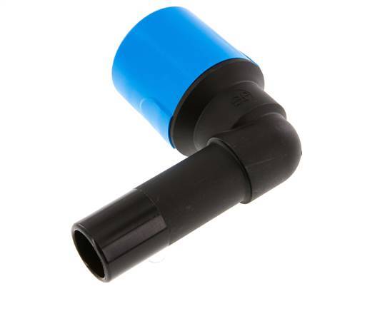 raccord enfichable coudé 90deg 32mm avec bouchon PA/POM NBR