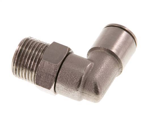 raccord enfichable coudé 90deg 10mm x R3/8'' avec filets mâles Laiton NBR Rotatif