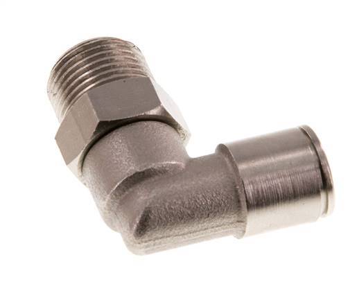 raccord enfichable coudé 90deg 10mm x R3/8'' avec filets mâles Laiton NBR Rotatif