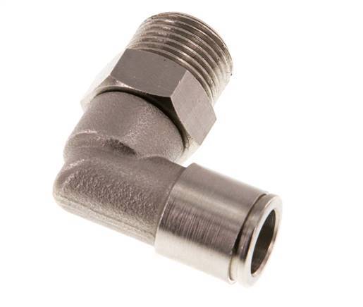 raccord enfichable coudé 90deg 10mm x R3/8'' avec filets mâles Laiton NBR Rotatif