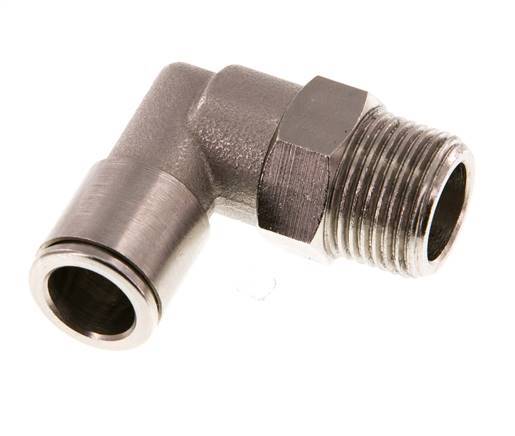 raccord enfichable coudé 90deg 10mm x R3/8'' avec filets mâles Laiton NBR Rotatif