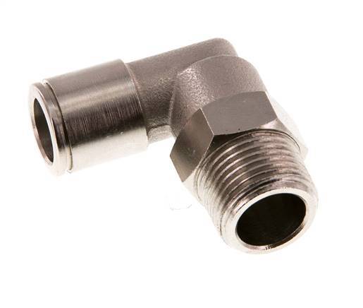 raccord enfichable coudé 90deg 10mm x R3/8'' avec filets mâles Laiton NBR Rotatif