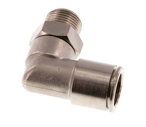 raccord enfichable coudé 90deg 14mm x R3/8'' avec filets mâles Laiton NBR Rotatif