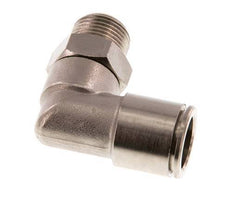 raccord enfichable coudé 90deg 14mm x R3/8'' avec filets mâles Laiton NBR Rotatif