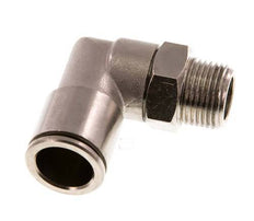 raccord enfichable coudé 90deg 14mm x R3/8'' avec filets mâles Laiton NBR Rotatif
