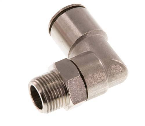 raccord enfichable coudé 90deg 14mm x R3/8'' avec filets mâles Laiton NBR Rotatif