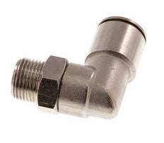 raccord enfichable coudé 90deg 14mm x R3/8'' avec filets mâles Laiton NBR Rotatif