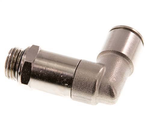 10mm x G1/4'' 90deg Elbow Push-in Fitting with Male Threads Brass NBR Long Sleeve Rotatable