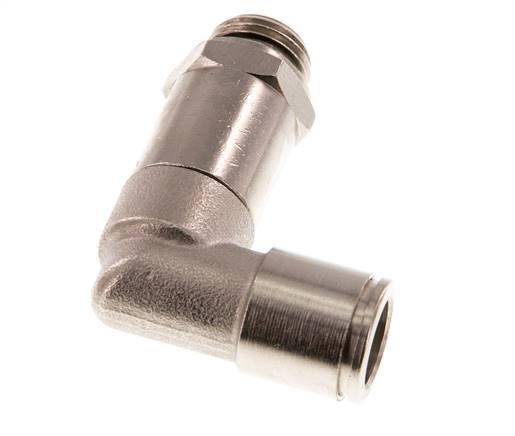 10mm x G1/4'' 90deg Elbow Push-in Fitting with Male Threads Brass NBR Long Sleeve Rotatable