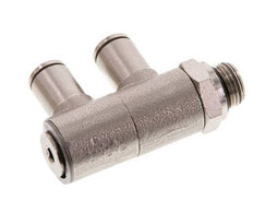 4mm x G1/8'' 2-way Manifold Push-in Fitting with Male Threads Brass NBR Rotatable