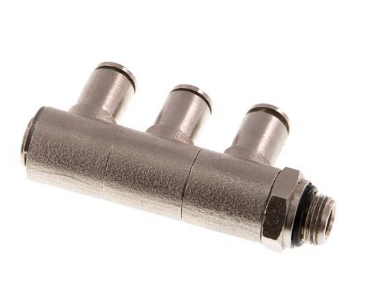 4mm x G1/8'' 3-way Manifold Push-in Fitting with Male Threads Brass NBR Rotatable