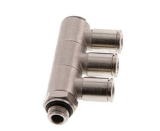 6mm x G1/8'' 3-way Manifold Push-in Fitting with Male Threads Brass NBR Rotatable