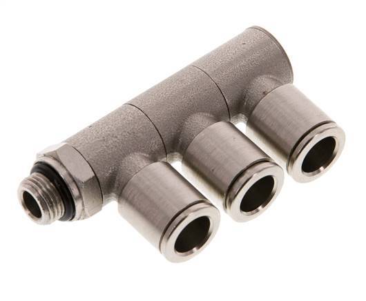 8mm x G1/8'' 3-way Manifold Push-in Fitting with Male Threads Brass NBR Rotatable