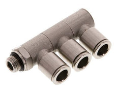 8mm x G1/8'' 3-way Manifold Push-in Fitting with Male Threads Brass NBR Rotatable
