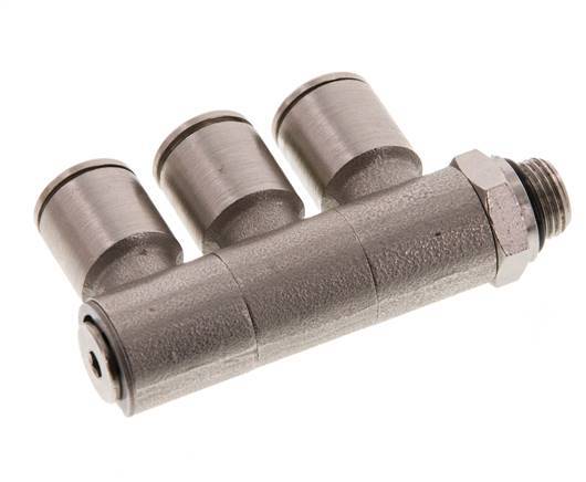 8mm x G1/8'' 3-way Manifold Push-in Fitting with Male Threads Brass NBR Rotatable