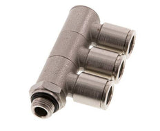 8mm x G1/8'' 3-way Manifold Push-in Fitting with Male Threads Brass NBR Rotatable