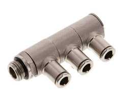 6mm x G1/4'' 3-way Manifold Push-in Fitting with Male Threads Brass NBR Rotatable