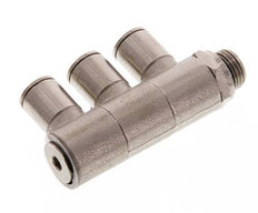 8mm x G1/4'' 3-way Manifold Push-in Fitting with Male Threads Brass NBR Rotatable