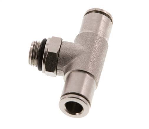 6mm x G1/8'' Inline Tee Push-in Fitting with Male Threads Brass NBR Rotatable