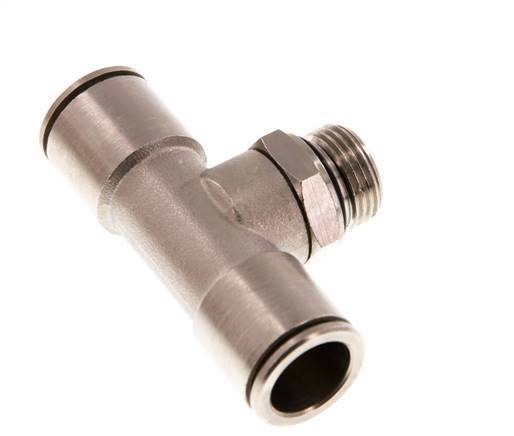 14mm x G3/8'' Inline Tee Push-in Fitting with Male Threads Brass NBR Rotatable