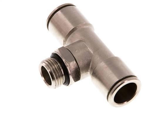 14mm x G3/8'' Inline Tee Push-in Fitting with Male Threads Brass NBR Rotatable