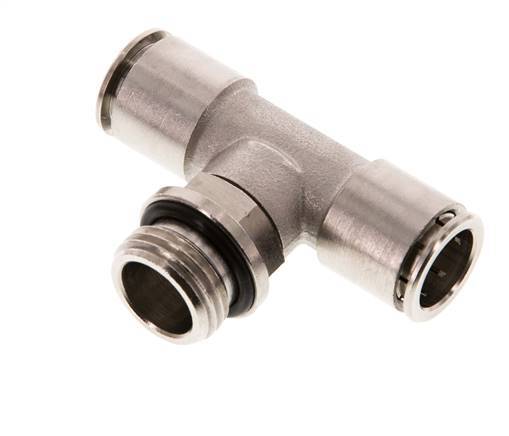 14mm x G1/2'' Inline Tee Push-in Fitting with Male Threads Brass NBR Rotatable