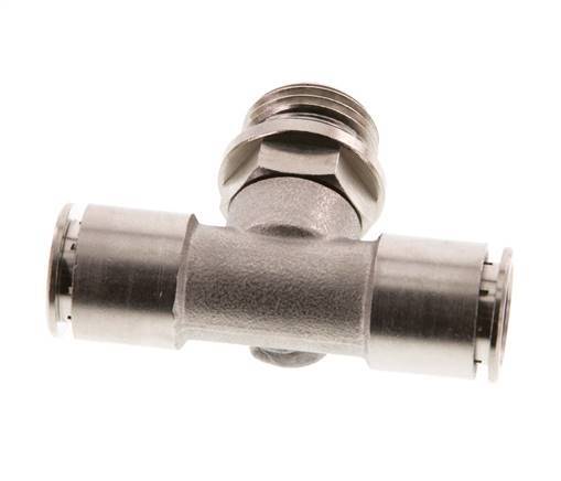14mm x G1/2'' Inline Tee Push-in Fitting with Male Threads Brass NBR Rotatable