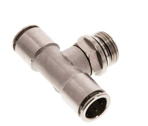 14mm x G1/2'' Inline Tee Push-in Fitting with Male Threads Brass NBR Rotatable
