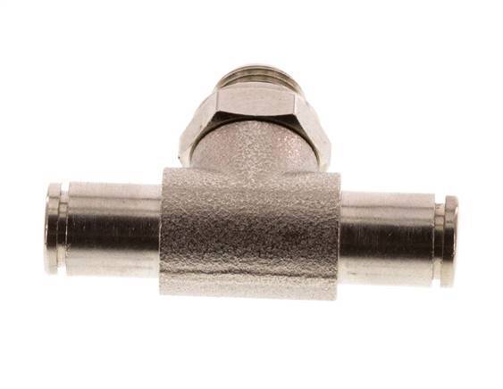 4mm x G1/8'' Inline Tee Push-in Fitting with Male Threads Brass FKM Rotatable