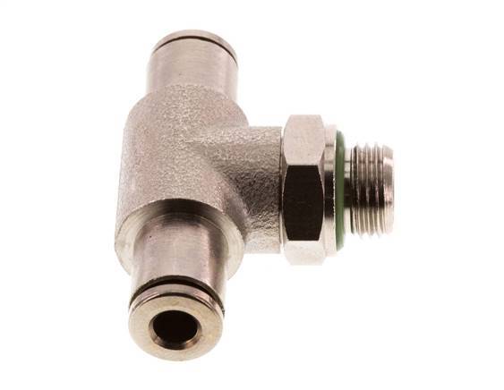 4mm x G1/8'' Inline Tee Push-in Fitting with Male Threads Brass FKM Rotatable