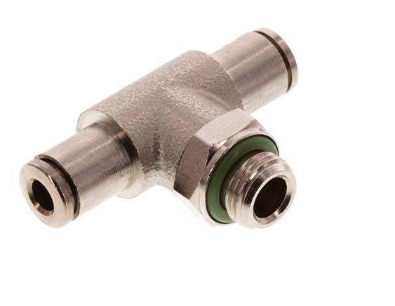 4mm x G1/8'' Inline Tee Push-in Fitting with Male Threads Brass FKM Rotatable