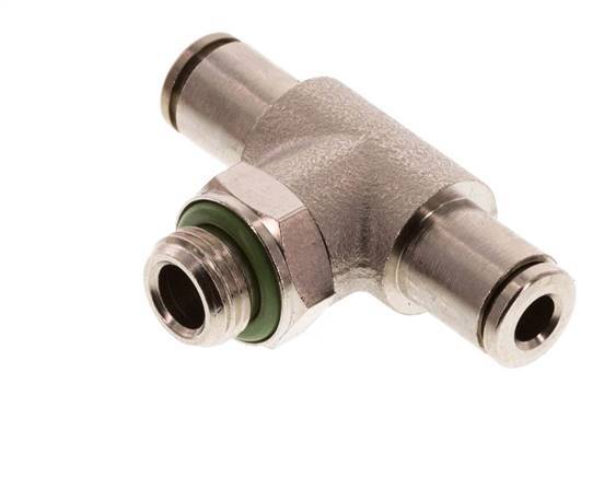 4mm x G1/8'' Inline Tee Push-in Fitting with Male Threads Brass FKM Rotatable