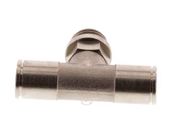 8mm x G1/4'' Inline Tee Push-in Fitting with Male Threads Brass FKM Rotatable