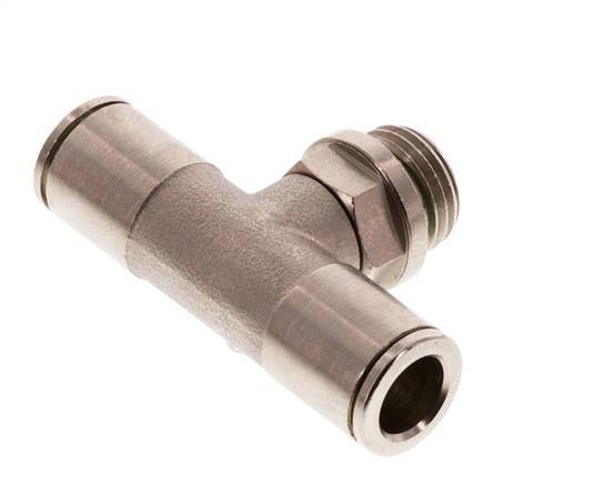 8mm x G1/4'' Inline Tee Push-in Fitting with Male Threads Brass FKM Rotatable