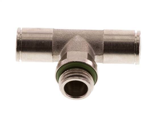 8mm x G1/4'' Inline Tee Push-in Fitting with Male Threads Brass FKM Rotatable