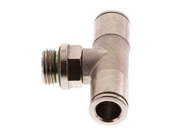 8mm x G1/4'' Inline Tee Push-in Fitting with Male Threads Brass FKM Rotatable