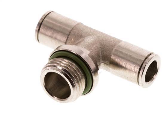 8mm x G3/8'' Inline Tee Push-in Fitting with Male Threads Brass FKM Rotatable