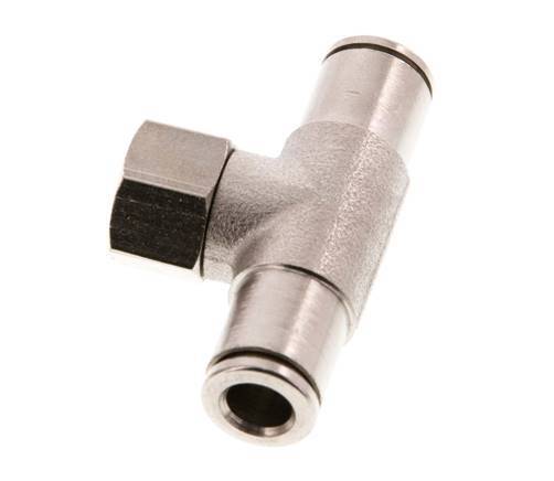 6mm x G1/8'' Inline Tee Push-in Fitting with Female Threads Brass NBR Rotatable