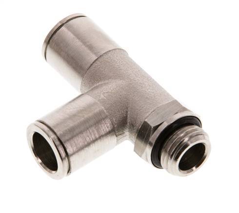 10mm x G1/4'' Right Angle Tee Push-in Fitting with Male Threads Brass NBR Rotatable