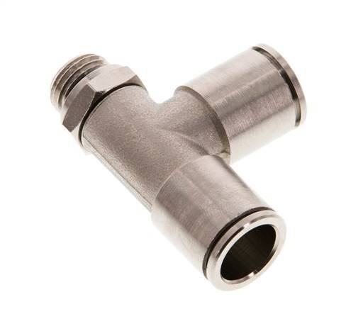 12mm x G1/4'' Right Angle Tee Push-in Fitting with Male Threads Brass NBR Rotatable