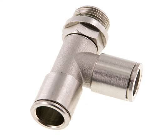 raccord enfichable en T à angle droit 12mm x G3/8'' avec filets mâles laiton FKM rotatif