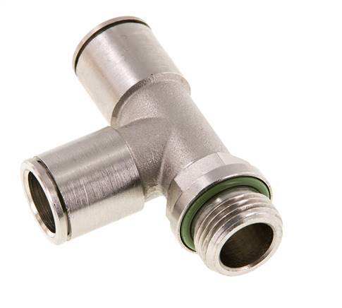 raccord enfichable en T à angle droit 12mm x G3/8'' avec filets mâles laiton FKM rotatif