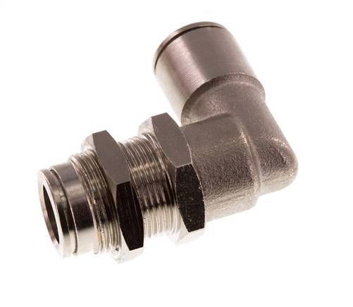 10mm 90deg Elbow Push-in Fitting Brass NBR Bulkhead