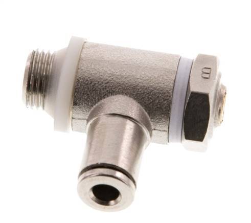 Flow Control Valve Meter-Out Elbow 4 mm - G1/8'' Brass Slotted Screw Banjo