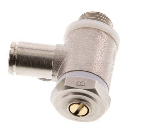 Flow Control Valve Meter-Out Elbow 4 mm - G1/8'' Brass Slotted Screw Banjo