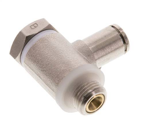 Flow Control Valve Meter-Out Elbow 4 mm - G1/8'' Brass Slotted Screw Banjo